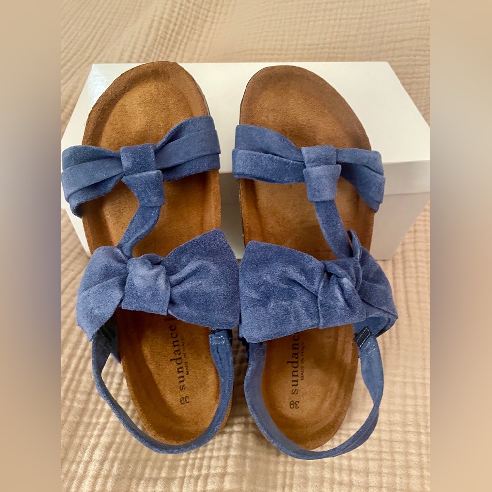 🥰 Sundance NWT Tigerlily Sandals. Size 39. Blue Suede Straps & Cushioned Insoles - Picture 3 of 7